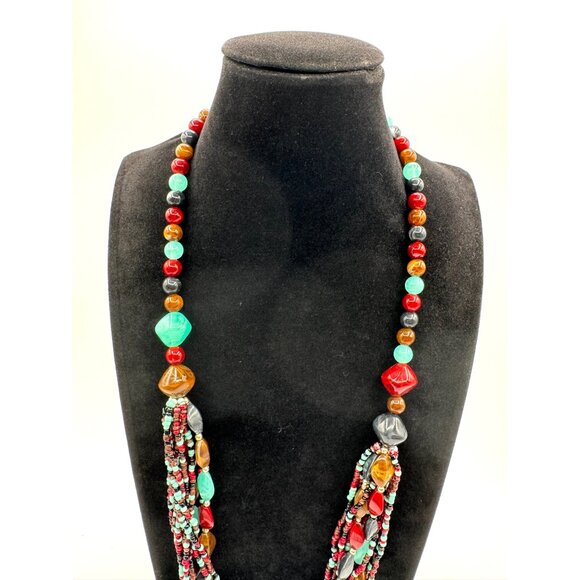 You & I Multi Strand Lucite Beads Southwestern Boho Women's Necklace - Picture 4 of 6